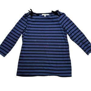 Boden Women’s Navy & Black Breton Velvet Bow Tie Top